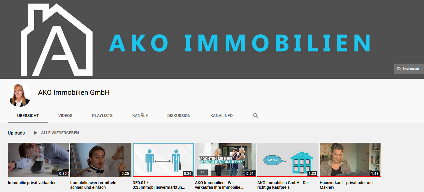 AKO Immobilien Youtube-Auftritt Screenshot